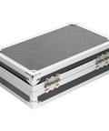 Rugged As Nails Portable Aluminum Tool Box With Secure Locking Lid And Impact Resistant Carry Case featuring a black surface and sturdy latches.