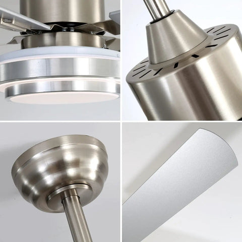 Close-up details of Bear 52 Inch Brushed Nickel Ceiling Fan With Lights And Remote Control, 5 Blade Quiet Motor Under 35 dB