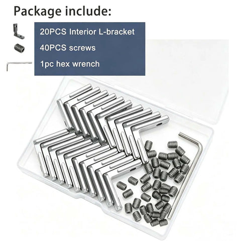 Plug And Play Rigs Start Here With This Dang Good 2020 2040 Aluminum Extrusion Hardware Bracket Kit Including Square Corner L Brackets M6 Fasteners And A Snappy Open Wrench with 20 L-brackets and screws.