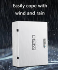 Tough Outdoor EV Charger Enclosure And Secure Lock Box Cover For Wall Mounts Features Cold Rolled Steel, weather-resistant design.