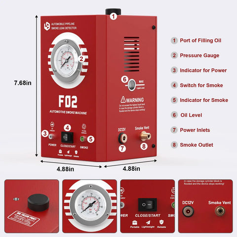 Straight Up Professional Automotive Smoke Machine With Integrated Pressure Gauge for sealing EVAP leaks, showing design and features.