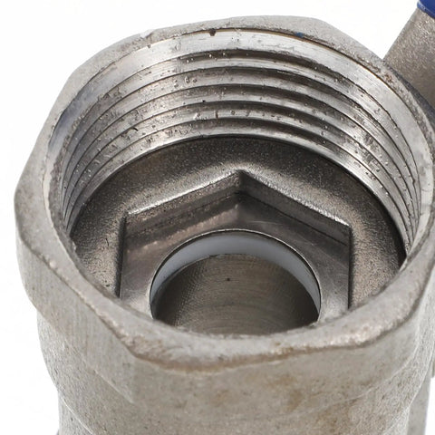 Premium Stainless Steel Ball Valve With Internal Thread Manual Shutoff For Residential Plumbing Leak Free Male Threaded Pipe Connector close-up of internal threading.