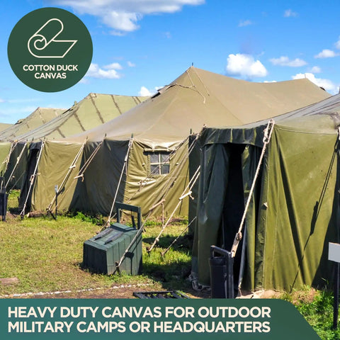 Waterproof Canvas Tarp Cover 21oz Heavy Duty Duck Cloth Waxed Tarpaulin With Rustproof Brass Grommets for outdoor military tents.