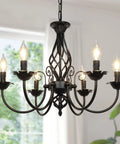 Six Light Farmhouse Candle Chandelier for Living Room and Kitchen, Rustic Industrial Pendant Ceiling Light Fixture, Vintage Hanging Lamp