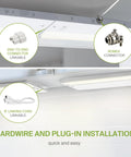 Swivel LED Under Cabinet Lighting Kit 24 Inch Plug In Or Hardwired Dimmable With connectors and linking cord shown