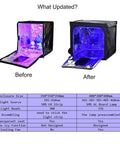 Comparison of two UV Light Curing Boxes for 3D Printing with updated enclosure size and features, including shoe sole whitening