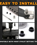 Black Coated Binding Eyelets 100 Pack Length Six To Nine Three Sixteenths Inch Diameter USA Made Rivets with installation tools
