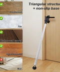 Two Pack Adjustable Heavy Duty Door Security Bars Rock Solid Sliding Glass Door Barricade Jammer with non-slip base on hardwood floor.