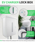 Heavy Duty Outdoor EV Charger Lock Box with waterproof design and viewable window, 23.6 x 16.9 inch white alloy steel construction.