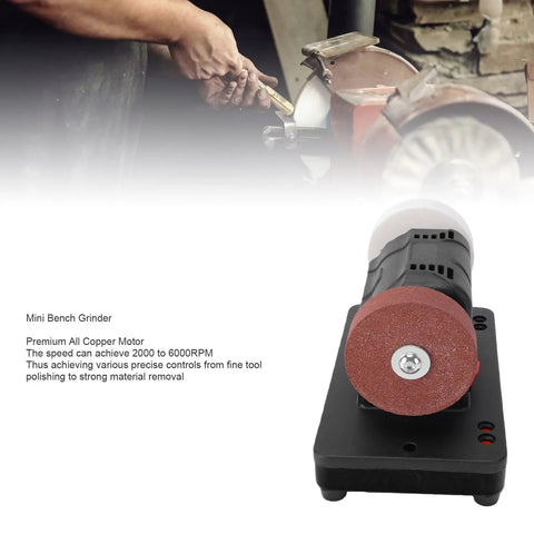 Killer Mini Bench Grinder With 3 Inch Grinding Wheels And Variable Speed Control for precise tool polishing and strong material removal.