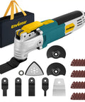 Hardworking 28 Piece Oscillating Multi Tool With 2.5 Amp Corded Design And Six Variable Speeds includes various blades and carrying case.