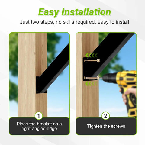 Built Tough 45 Degree Angle Bracket Kit For Pergolas, Gazebos, Decks And Patios, Heavy Duty Steel Braces, DIY Friendly Roof Riser Brackets Set, Great For Tree Houses And Outdoor Living, 2 Pieces