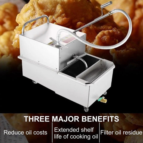 Niakidd Commercial Deep Fryer Oil Filter Machine Stainless Steel Portable Grease Strainer For Restaurant Kitchen Easy Use Reusable Canister with hose and oil filter