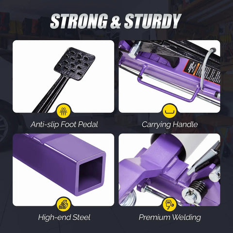 Badass Heavy Duty Car Wheel Dollies For Slick Garage Transfers showing anti-slip foot pedal and carrying handle, built from high-end steel.
