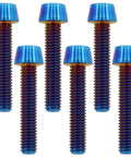 Slick Burnt Blue Titanium M6x30mm Bolts Six Pack Socket Head Cap Screws with blue anodized heads, designed for bikes and performance builds.