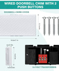 Hardwired Doorbell Chime Kit With Two Lighted Push Buttons Front And Rear Chimes 16V 10VA Dual Sound Wall Mount