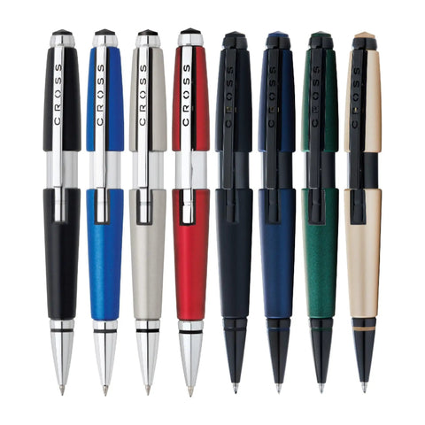 Set of eight gel rollerball pens in varied colors including Red Selectip Gel Rollerball Pen With Black Ink Capless Slide Open Design
