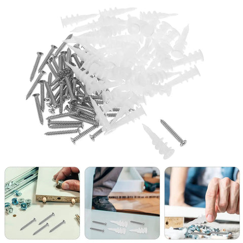 Heavy Duty Wall Anchors And Screws Kit, 50 Sets, Stainless Steel And Plastic Construction for secure mounting in projects