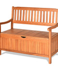 Outdoor Dope Wood Storage Bench Deck Box With Inner Removable Dust Proof Lining And Portable Handles In Eucalyptus Wood