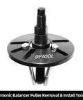 Balancer Puller Set For Harmonic Balancer Removal And Install Kit, close-up of pulley removal tool with black finish and threaded rod.