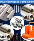 Two Piece Internal And External Pipe Thread Cutting Tool For Plastic PVC Pipes One Half Inch To Three Quarter Inch Fits Electric Drill For Easy Home Repair And Fast DIY Pipe Work