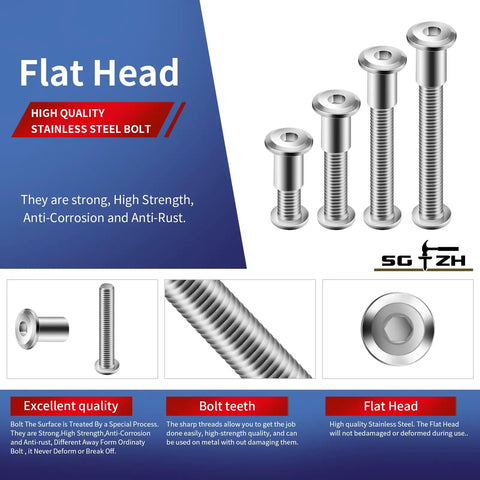 1/4 20 X 1/2 Flat Head Hex Socket Cap Screw And Bolt Pack With Hex Wrench Solid 304 Stainless Steel Hardware built tough.