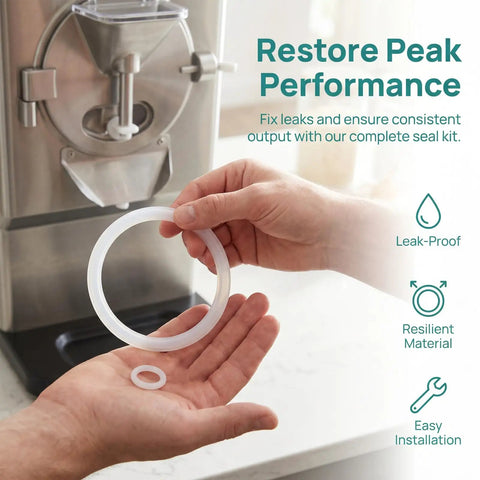 Ice Cream Maker Seal Ring Kit Replacement Gaskets And Valve Stem Parts For Cone Machines O And H Shaped Silicone Gaskets DIY Friendly Easy Install Tight Seal Low Temperature Repair Set For Durable Maintenance, silicone gasket ring shown