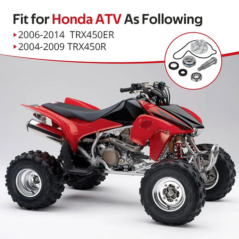 Heavy Duty Water Pump Rebuild Kit Featuring Upgraded CNC Impeller Precise Bearings And Anti Aging Seals For Honda Trx450r Trx450er Atv 2004 To 2014 on red Honda ATV