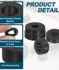 Four Piece Thick Rubber Spacers With Two Inch Outer Diameter Half Inch Inner Bore And Thirteen Sixteenths Thickness displaying details of resilient black rubber material.