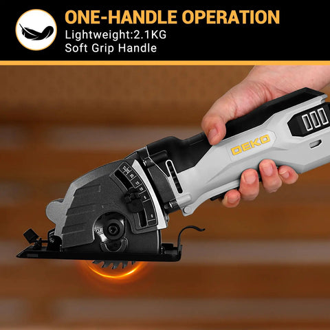 Compact Electric Mini Circular Saw With Adjustable Depth Dial And Three Heavy Duty Blades For Rip Through Wood Plastic And Soft Metal With No Sweat Precision in hand, lightweight 2.1KG