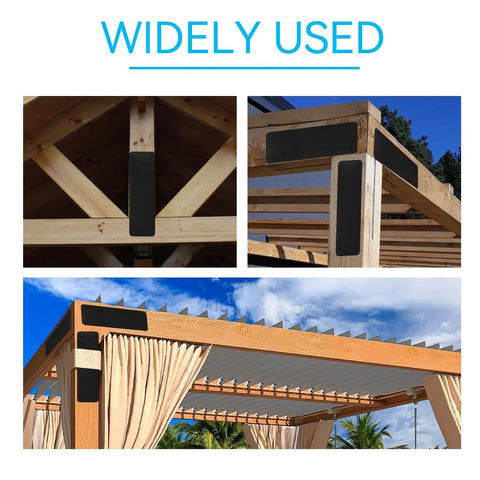 I Shape Steel Wood Mending Plate Kit, 4 Pack, 10 By 3 Inch Flat Brackets, Heavy Duty Wood Repair Connectors For Posts To Beams, Pergolas, Fences, Furniture And Decks DIY Ready