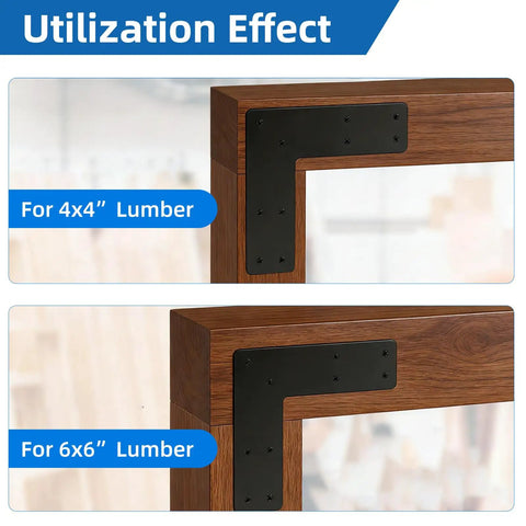 Four Pack L Shape Post To Beam Brackets 10x10 Inch Heavy Duty Steel Flat Mending Plates Right Angle Corner Brackets For 6x6 Lumber House Repair Truss Framing And Pergola
