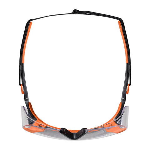 Professional Over The Glasses Safety Glasses With Clear Lens And Anti Fog Scratch Resistant Coating Ansi Z87 Plus Csa Z94 Certified, side view showing adjustable strap.