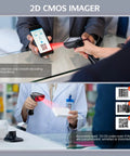 2D Bluetooth Barcode Scanner With USB Cradle And Auto Switching Modes For Hands Free Presentation And Quick Handheld Trigger Scanning No Fuss in use for scanning codes on phone and box