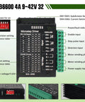 TB6600 driver 4A for 4 Axis CNC Controller Kit With Nema23 Stepper Motors 57x76mm And 270 Oz-In Torque, showing settings details