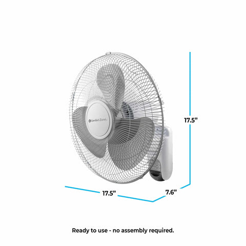 Side view of 16 Inch Remote Control Oscillating Fan With Quiet 3 Speed Settings, 90 Degree Airflow, Timer And Sleep Modes For Bedroom, Office Or Gym, Space Saving Wall Fan Delivering Instant Chill Comfort.