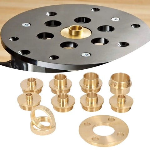 11 Piece Brass Router Template Guide Set With Lock Nut Adapter Bushing Kit Carrying Case For Hinge Routing Dovetail