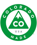 Colorado Made logo featuring a green mountain triangle design with text 'COLORADO CO USA'.
