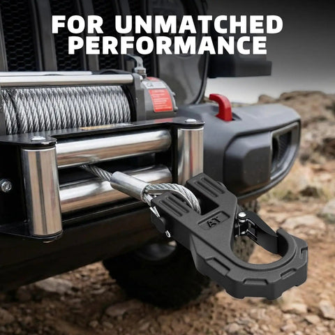 Three Eighths Inch Winch Hook Heavy Duty Forged Steel With Safety Latch Beefy 20 Ton for ATV winch cable on rocky terrain