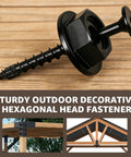 Heavy Duty Outdoor Structural Wood Screws Kit 0.220 Inch By Three And A Half Inch With Hex Head Washers on wood surface