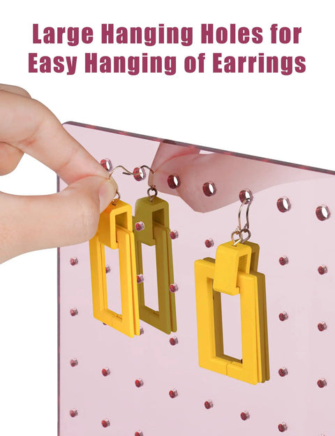 Rose Gold Mirror Finish Acrylic Earring Stand Three Pack Set with earrings for displaying at home or office