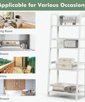 Top Notch Four Tier Bamboo Ladder Shelf Game Changer Plant Stand And Bulk Storage Rack No Sweat freestanding organizer in living room.