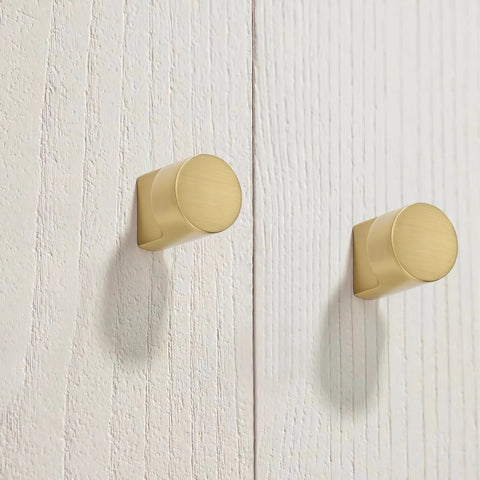 Champagne Bronze Cabinet Knobs 10 Pack Modern Gold Pulls for cabinets shown on white wood surface