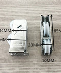 Heavy Duty Double Wheel Sliding Door Track Rollers With Rugged Aluminum Frame And Silent Nylon Wheels For Slick Action Windows And Smooth Room Panels Quick Swap Replacement Parts No Sweat Install detailed size measurements showing dimensions.