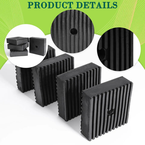 Heavy Duty Anti Vibration Rubber Pads 4 Pack Shock Absorbing Base Mounts showing solid black rubber mounts with grip sides.