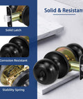 Keyed Entry Door Knob Set Matte Black 6 Pack For Exterior And Interior Doors With Lock And Key Left Or Right Handed ANSI Grade 3