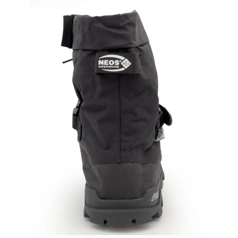 Dope Solid Glacier Trek Spike Boots With Heel Cleats Deliver Mean Ice And Snow Traction For Rough Outdoor Grinds Featuring Waterproof Nylon Uppers And Thirty Two Swappable Metal Spikes Plus A Wrench In Black Size Eleven rear view showing robust waterproof design and adjustable straps.