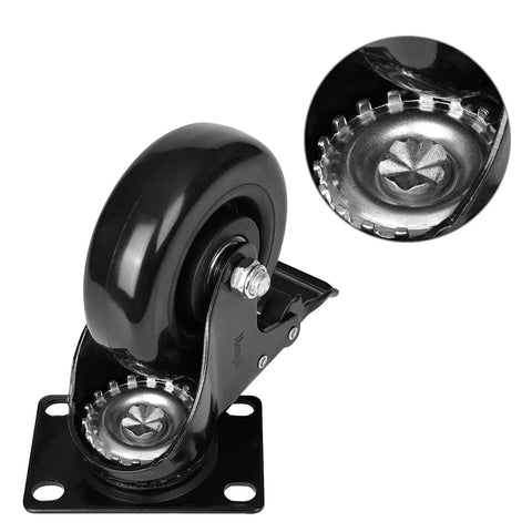 4 Inch Swivel Caster Wheels With Safety Dual Locking Brakes Heavy Duty 1800 Lbs Capacity Set Of 4 Black Non Marking Polyurethane Rubber Casters
