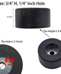 4 Piece Badass Heavy Duty Antivibration Rubber Feet Mounts Replacement For Compressors And Generators Shock Absorber Pads With One Quarter Inch Hole 192310GS Compatible Machine Design, showing size and hole measurements.
