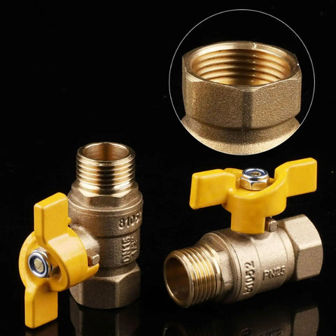 Rock Solid Brass Ball Valve With Comfort Grip Handle And No Sweat Male Female Threads For Quick Diy Plumbing Fixes, close-up view.
